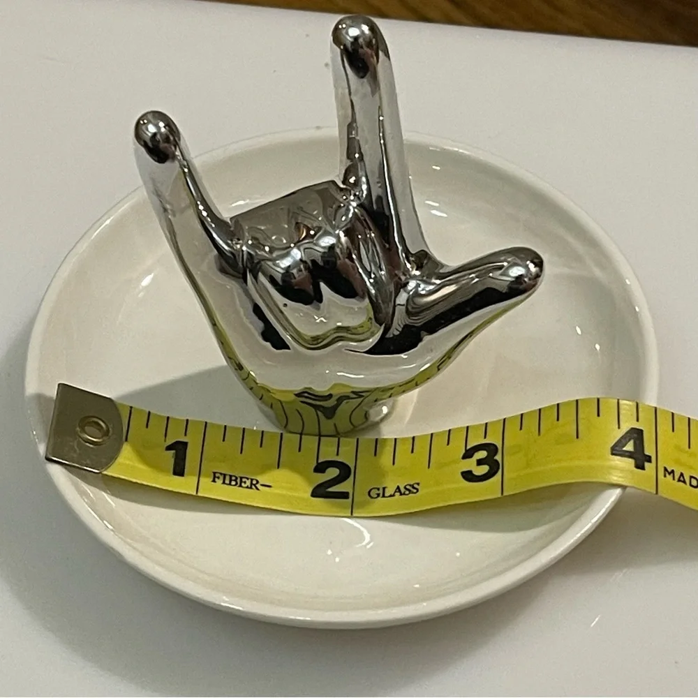 I Love You Hand Ceramic Jewelry Ring Holder Dish